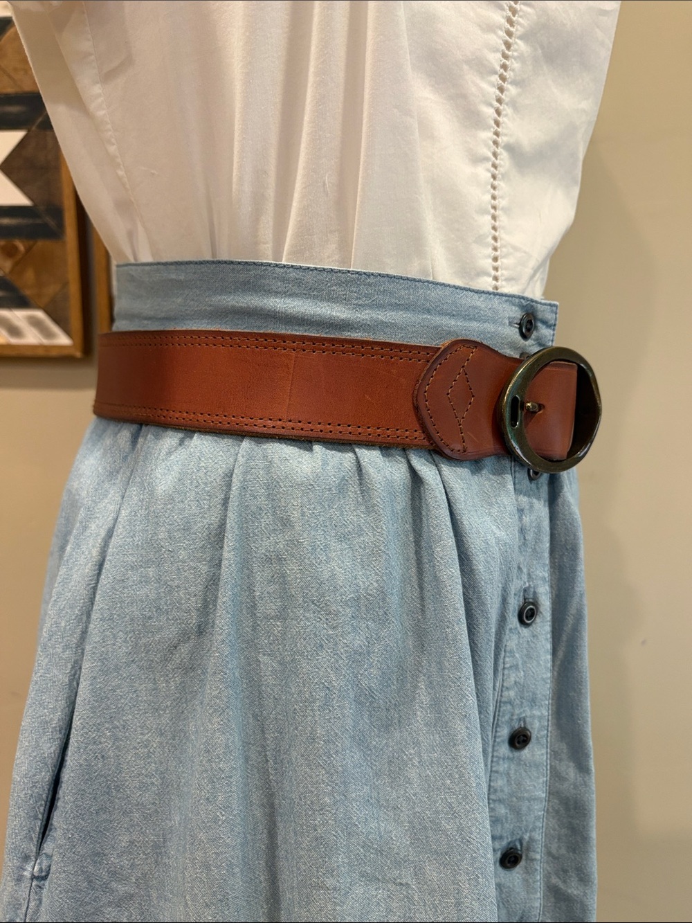 Vintage Lauren Ralph Lauren 90s Western Brown Leather Belt size Large - Picture 5 of 14